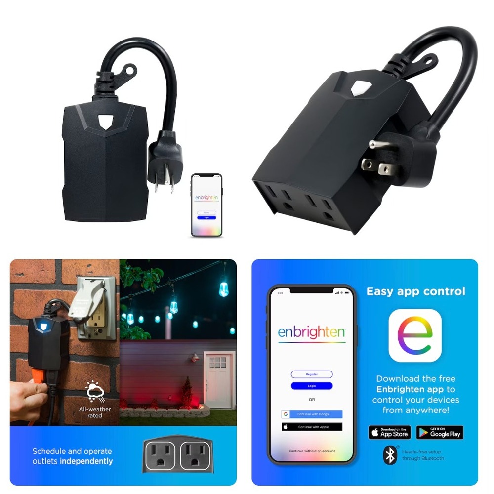 Enbrighten Wi-Fi 125-Volt 2 -Outlet Outdoor Smart Plug